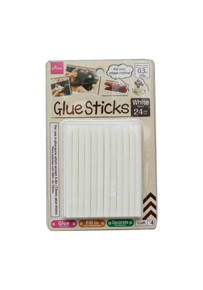 DAISO Silicone Refill for Hot Glue – 24 Units – White Glue Sticks for Craft, DIY & Repair Projects - Image 1